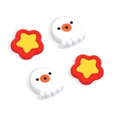 Imagem de DLseego Thumb Grips Caps Design for Switch/Switch lite/Switch OLED Console, Soft Silicone Joycon Analog Controller Protective Anti-Slip Covers 4PCS Button Joy Con Joystick Caps - Yellow White