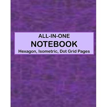 Imagem de ALL-IN-ONE NOTEBOOK - Hexagon, Isometric, Dot Grid Pages: 4 Types Of Designing Paper In One Book - See The Back Cover For Samples - Dappled Purple