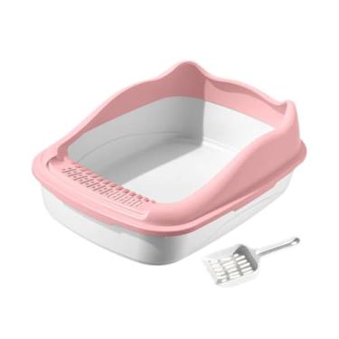 Imagem de Baoblaze Caixa de areia semi fechada para animais de estimação, suprimentos para animais de estimação, à prova de respingos, não pegajosa, fácil de limpar,