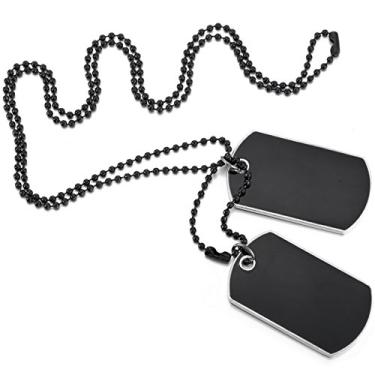 Imagem de MOWOM Colar com pingente esmaltado de liga branca e preta, 2 peças, nome do exército, etiqueta dupla, esmalte
