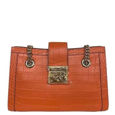 Imagem de Bolsa de ombro única feminina de couro de jacaré genuíno de couro de jacaré legítimo, Laranja, 26cm(Length) x 18cm(Height) x 10cm(Deep)