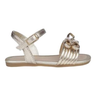 Imagem de Sandália Infantil Pampili Mili Tiras e Laços com Strass Dourada (Dourado, BR, Criança de 1 a 3 anos, Numérico, P, 20)