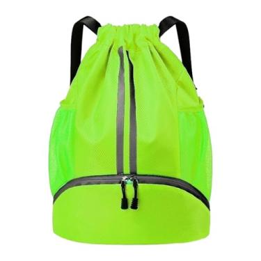 Imagem de menolana Mochila de ginástica Backpack Bolsa de ginástica leve com mochila esportiva de bolsa de ginástica de compartimento de sapatos para piscina à, Verde