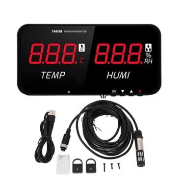 Imagem de Termômetro Higrômetro Digital, Medidor de Umidade Com Display LED de 13 Polegadas, Termômetro Ambiente e Medidor de Umidade Com Monitor de Temperatura e Umidade para Estufa