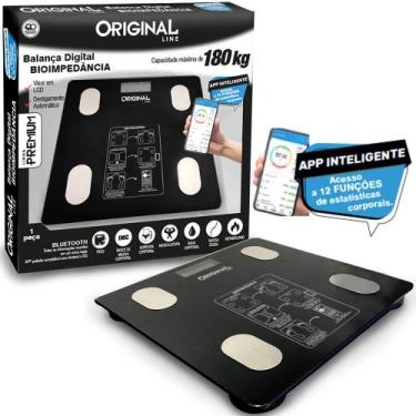 Imagem de Balanca de piso digital de vidro bioimpedancia 180kg a pilha - ORIGINA