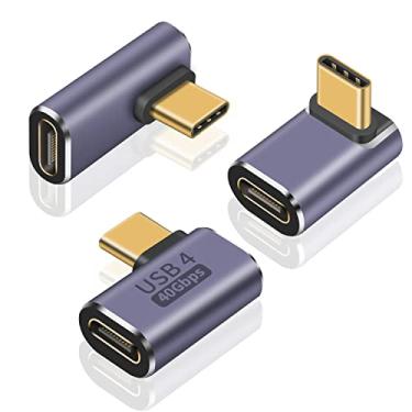 Imagem de Poyiccot Adaptador USB C de 90 graus, adaptador de ângulo USB C 【100W PD/40Gbps/8K @60Hz】 Extensor tipo C de 90 graus Thunderbolt 4 conector compatível com Steam Deck, ROG Ally, MacBook, smartphone
