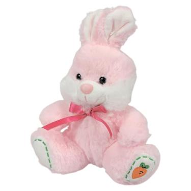 Imagem de Coelho De Pelúcia Com Lacinho Cenoura No Pé 23cms (Rosa)