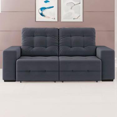 Imagem de Sofá 3 Lugares Retrátil E Reclinável Bonno Suede Linoforte Cinza