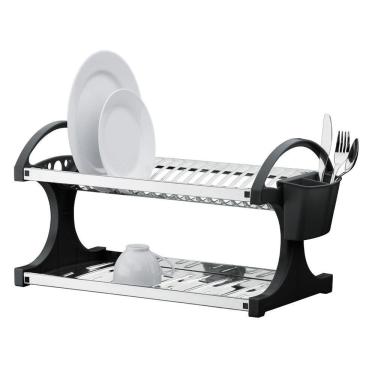 Imagem de Escorredor Brinox Suprema Para 20 Pratos Com Porta Talheres Preto Com Inox