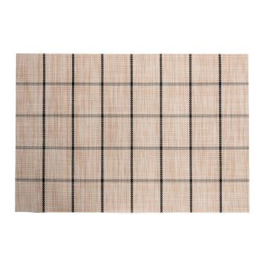 Imagem de Jogo 10 Lugar Americano Retangular Mesa Pvc Grid Branco Preto 45x30cm Lyor
