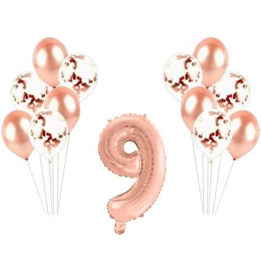 Imagem de Kit Arranjo De Balões Número 9 Rose Gold - 13 Itens