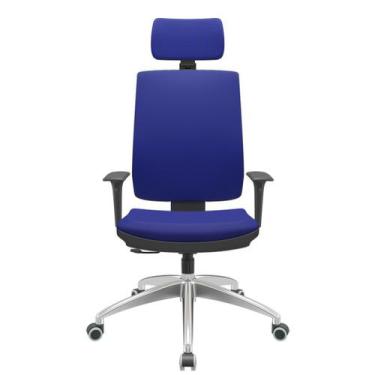 Imagem de Cadeira Office Brizza Soft Aero Azul RelaxPlax Com Encosto Cabeca Base