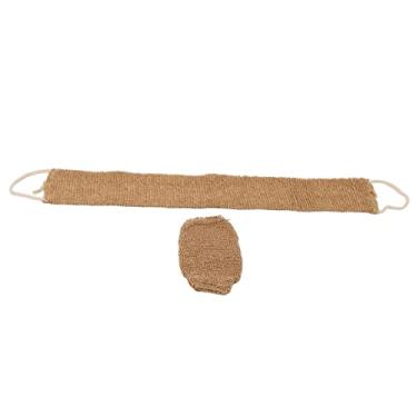 Imagem de Ymiko Limpeza Profunda Liga Traseira Longa Correia para Homens Mulheres, Conjunto de Luvas de Banho Ergonômico, Superfície Texturizada áspera Com Alça, Tecido Ramie, Massagem e