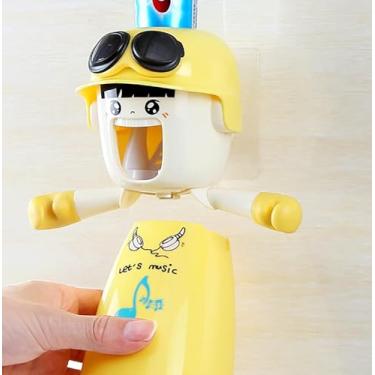 Imagem de Suporte E Dispensador De Escova De Dentes Para Crianças Dispensador De Escova De Dentes Dispensador Automático De Pasta De Dente Banheiro Infantil Suporte Automático Para Esc, Yellow Girl