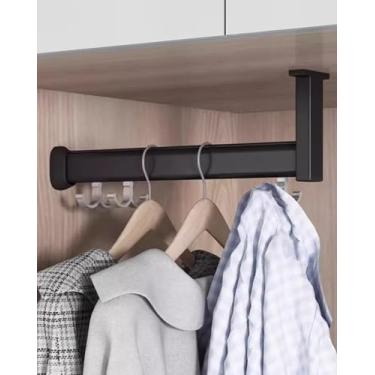 Imagem de Barra De Suspensão De Roupas Em Altura Ajustável Para Guarda-roupa - Em Forma De L, 15cm - 140cm De Comprimento Varas De Armário Com Kit Completo, Poste De Suporte De, Black, 95cm(37 3/8")