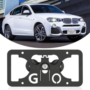 Imagem de Moldura frontal sem furadeira compatível com BMW X4 2015-2018 Suporte de montagem de grade de placa de carro antifurto Capas de etiqueta de carro à prova de ferrugem, acessórios de carro à prova de