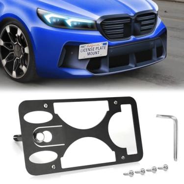 Imagem de Moldura frontal sem furadeira compatível com BMW M5 2017-2023 Suporte de montagem de gancho de reboque para placa de carro antifurto Capas de etiqueta de carro à prova de ferrugem, acessórios de carro