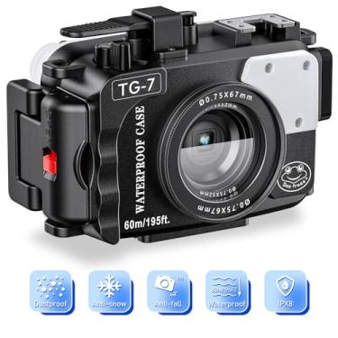 Imagem de Seafrogs Caixa para câmera subaquática para Olympus TG-7 195 pés/60 m fotografia de mergulho capa protetora à prova d'água (TG-7 Black)