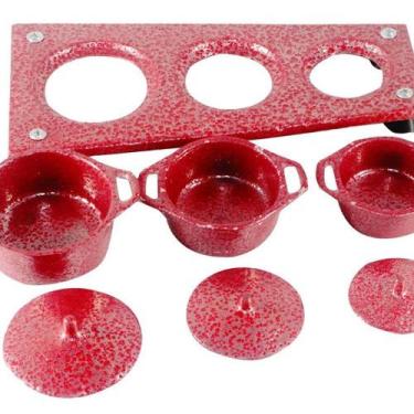 Imagem de Kit Panelas Mini Fogão A Lenha Alumínio Fundido Craqueadas - OUTRAS MA