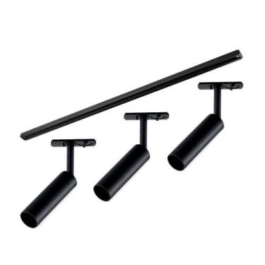 Imagem de Kit Trilho Taschibra Com 3 Spot Track Mr11 Gu10 Bivolt Preto