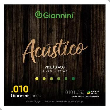 Imagem de 2X Encordoamento Cordas Violão Aço 010 Giannini Acústico