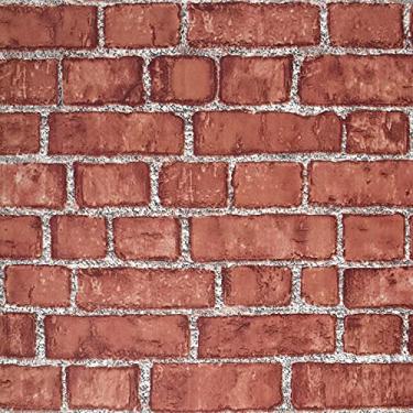 Imagem de Cohoo Home Papel de parede de tijolo vermelho para contato com papel de parede 45,7 cm L 18 cm L 787 pol. Papel de contato de tijolo 3D falso papel de parede removível autoadesivo removível Backsplash