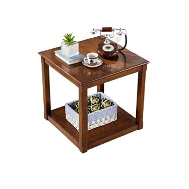 Imagem de Mesa de centro quadrada mesa lateral para casa, sala de estar, sofá, mesa de centro dupla, mesa de cabeceira moderna de madeira pequena mesa de centro