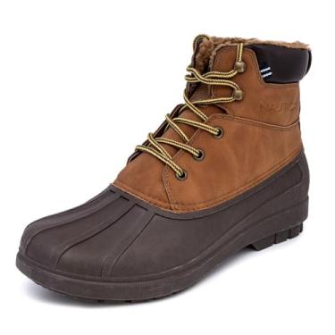 Imagem de Nautica Bota masculina de pato, impermeável, isolada, para neve e chuva, sapato de inverno com cadarço (largura/média), Marrom caramelo X Dazo, 42