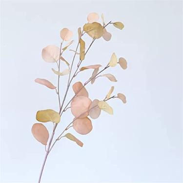 Imagem de DCYEQRQ Plantas artificiais de eucalipto com folhas longas de plástico, plantas falsas de seda, decoração de parede para decoração de casamento em casa (tamanho G)
