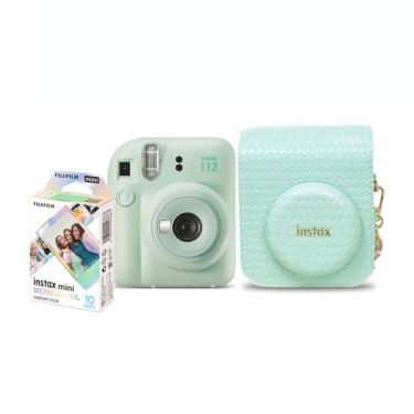 Imagem de Kit câmera Instantânea Fujifilm instax mini 12 VERDE MENTA + bolsa + filme Mermaid Tail com 10 fotos