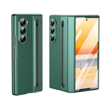 Imagem de HOULEE Capa para Samsung Galaxy Z Fold 6 com protetor de tela integrado e proteção de dobradiça e S Pen, capa protetora de couro premium com tudo incluído para Galaxy Z Fold 6 - verde