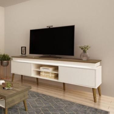 Imagem de Rack para Tv até 75 Polegadas com LED 2 Portas e Pés em Madeira Maciça