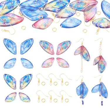 Imagem de 3 conjuntos de pingentes de asas de borboleta de resina cintilantes pingentes de asa de inseto animal com gancho de brinco e anéis de salto para mulheres, brincos pendentes de gota, fabricação de