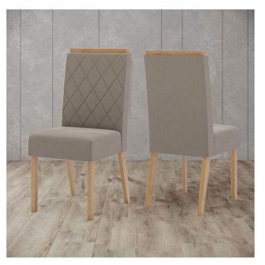Imagem de Cadeira Para Mesa De Jantar Ambiente Nina Kit 2 Peças Nature Marrom Amêndoa - Henn