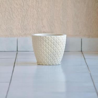 Imagem de Vaso de Planta Decoração Centro Mesa Bancada Bojo Diamante 20x23 com Prato em Polietileno (Bege)