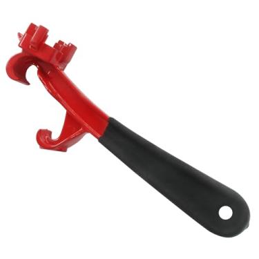 Imagem de Seimneire Ferramenta abridor de tampa de balde de 5 galões, removedor de tinta de tampa de balde de metal, chave de balde vermelha para uso industrial doméstico (alça preta)