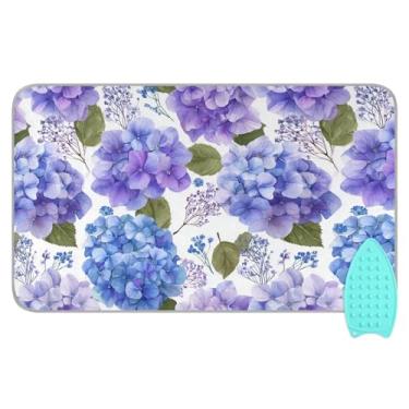 Imagem de Tatenale Tapete de engomar de ervas de hortênsia roxa para mesa cobertor portátil para lavadora e secadora bancada viagem