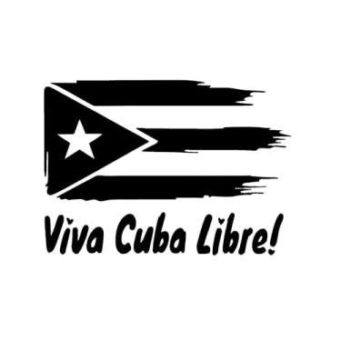 Imagem de Pacote com 2 adesivos de carro com bandeira cubana (11,4 x 7,6 cm) – ¡Viva Cuba Libre! Design com detalhes de coração – Decalques de vinil patrióticos para para-choques e janelas – à prova d'água e