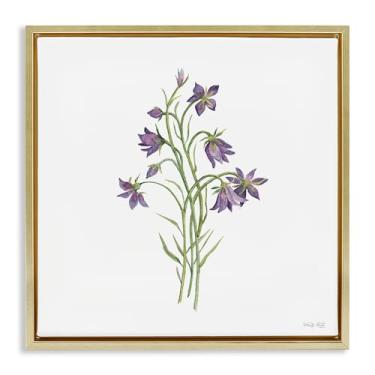 Imagem de Stupell Industries Arte de parede em tela flutuante marrom botânica Soft Bluebells, design de Cindy Jacobs, 45,7 x 45,7 cm