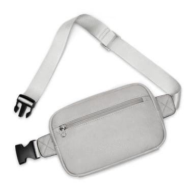 Imagem de GOINSOUND Pochete feminina de couro vegano para esportes ao ar livre com alça ajustável para viagens, caminhadas, escalada, corrida, passear com o cachorro, Cinza claro, Medium