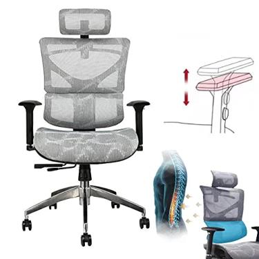 Imagem de HGTRH Cadeira de escritório simples, cadeira de secretária ergonómica com encosto respirável cadeira giratória plástico cadeira de secretária trabalho polia silenciosa encosto alto suporte lombar