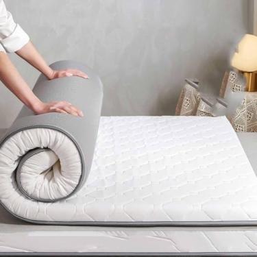 Imagem de Yadlan Colchão japonês, 100% espuma confortável de alta densidade, colchão dobrável espesso, tapete de tatami, ideal para conforto e suporte, branco A 180 x 200 cm