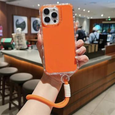 Imagem de HTVJFX Para 14pro Pulseira Cor Sólida Híbrida Armadura Capa Airbag Canto Capa À Prova de Choque (para 14pro/laranja)