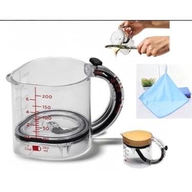 Imagem de Copo medidor ajustável 4 em 1 - copo multifuncional com base de vedação ajustável e estilo raspador, economiza espaço para cozinhar e assar