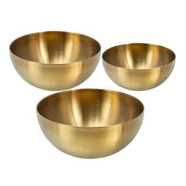 Imagem de Conjunto de 3 tigelas de salada de aço inoxidável 15 cm 20 cm 25 cm tigelas de servir comida cozinha frutas macarrão lanche sobremesa diariamente para servir