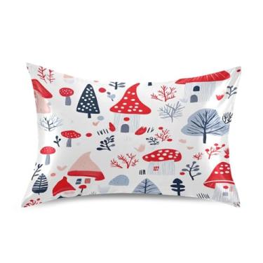 Imagem de Blueangle Linda fronha de cetim gnomo de Natal para cabelo e pele, fronha de seda, tamanho Queen (50,8 x 76,2 cm) - Capas de almofada de cetim refrescantes com fecho de envelope (215)