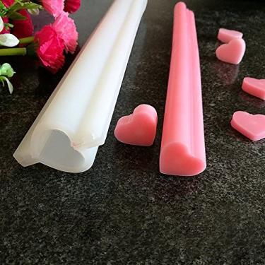 Imagem de Echodo Tubo Coluna Silicone Sabonete Vela molde Embutido Sabonete Ferramenta de fazer suprimentos, Branco, Heart shape, 1