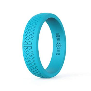 Imagem de Anel de silicone para mulheres Barbell Bands | Aliança de casamento de borracha premium | Perfeita para fitness, levantamento, estilo de vida ativo – Confortável e durável, Aqua, 8