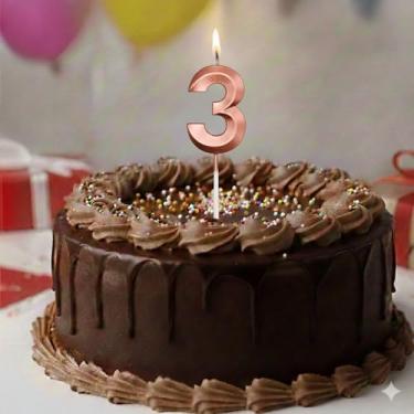 Imagem de Vela De Aniversário Mini Design Número Com 5Cm Silver Festas Rose (Número 3)