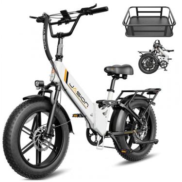 Imagem de Bicicleta elétrica dobrável Jasion X-Hunter ST branca Glacier pneus 20x4 motor 750W pic...